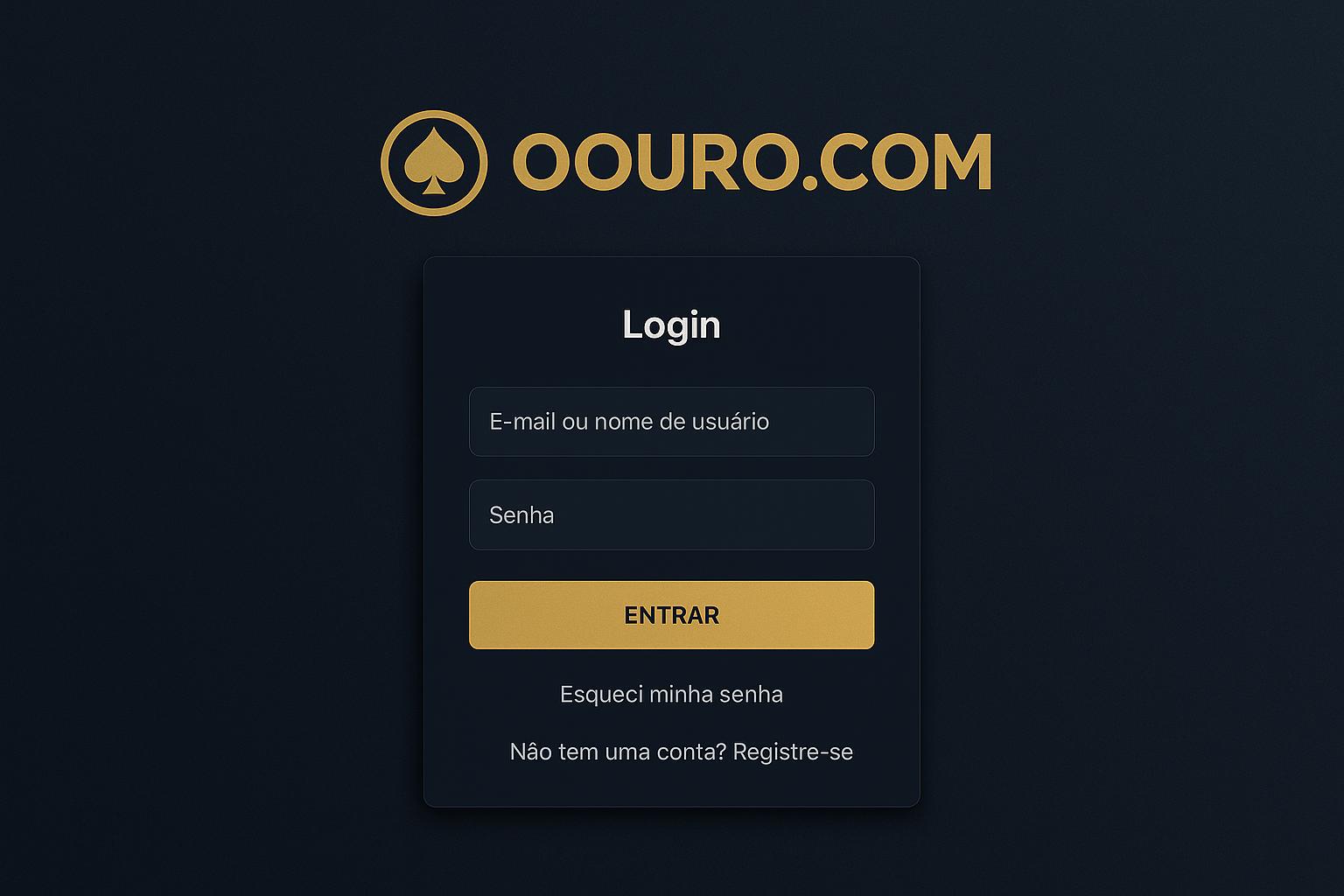 Criar uma nova Conta no plataforma OOURO.COM  